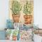 Designart - Two Green House Plants In Orange Flower Pots - Traditional Print on Natural Pine Wood